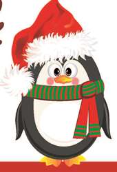 penguin in a santa hat and scarf
