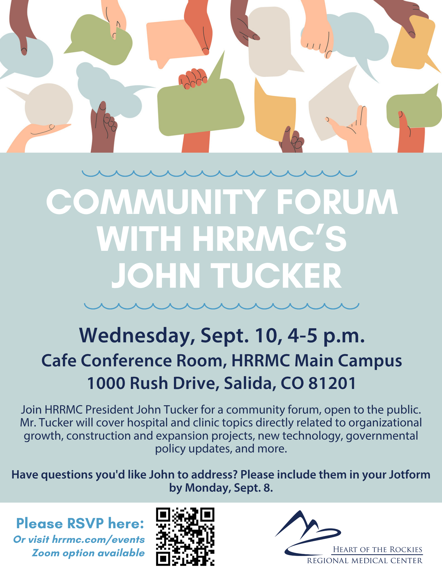 HRRMC to host a Community Forum with President John Tucker