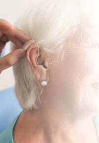 hearing aid on an ear