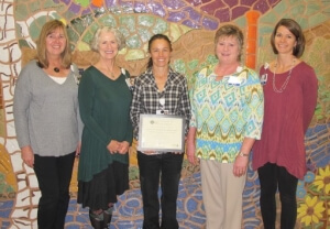 Jodi Townsend, Emergency Department manager; Mary Ellen Anderson, Infection Prevention manager; Nika Starr, Med/Surg and Case Management manager; Peggy Wright, case manager; Lisa Barr, Quality manager.